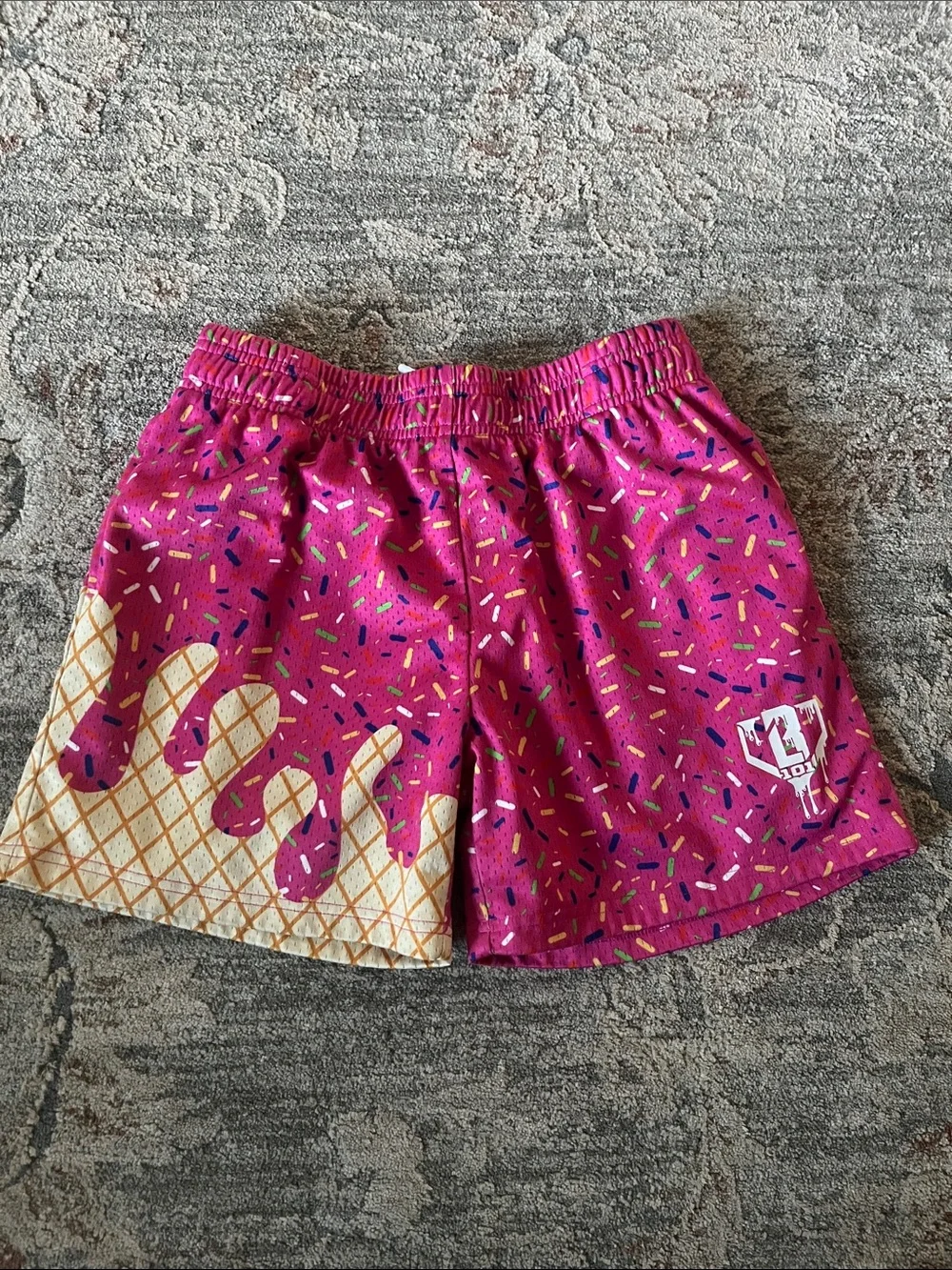 Kids Fuchsia Donut-Splash Athletic Shorts - Picture 1 of 3